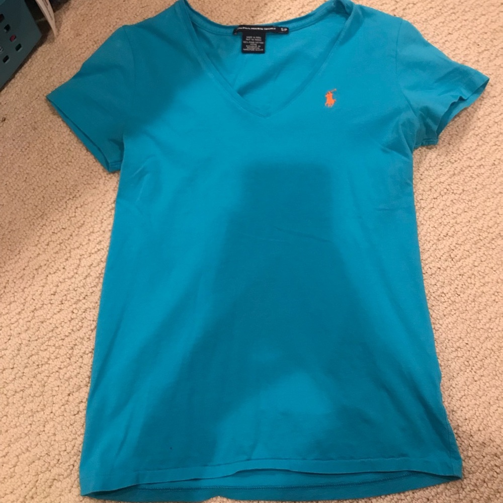 Teal Ralph Lauren v neck top